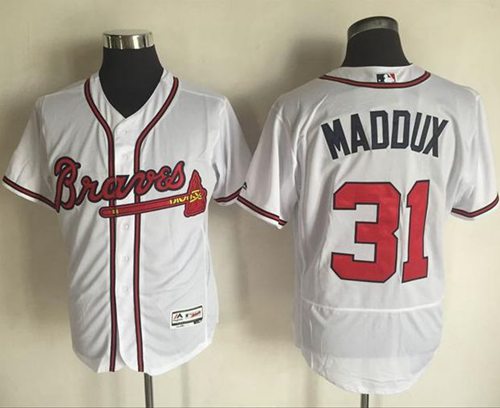 Braves #31 Greg Maddux White Flexbase Authentic Collection Stitched MLB Jersey